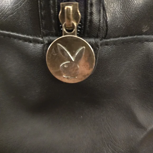 Vintage 90s Playboy Black White Gold Duffel Overnight Gym LARGE Travel Bag Class - Picture 3 of 14